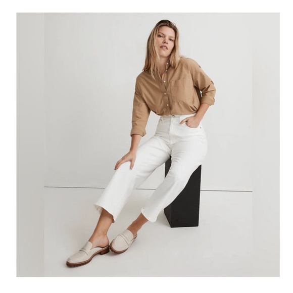 NWT Madewell The Petite Perfect Vintage Wide-Leg Crop Jean in Tile White Sz 31P - Picture 9 of 13